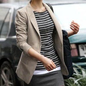 New York & Company Beige Career Blazer S: 16